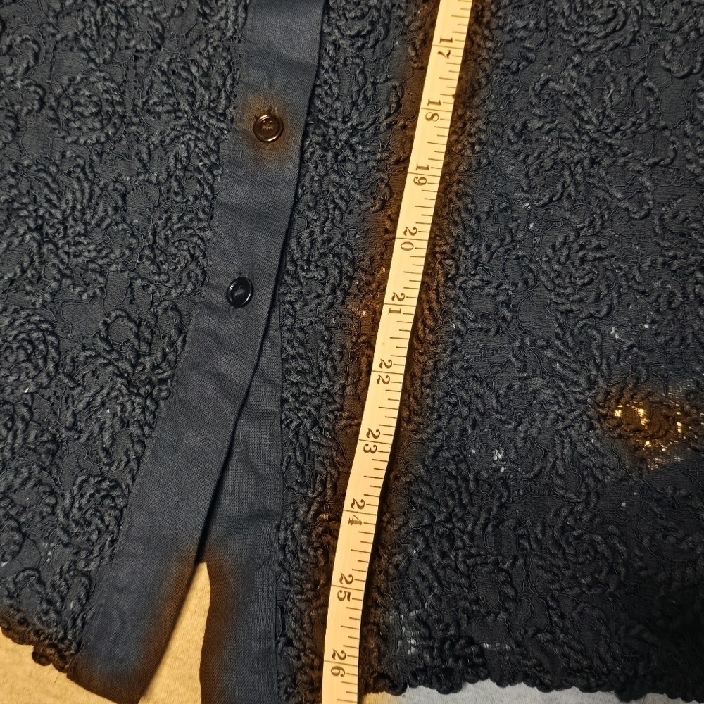 Zara Elegant Black Lace Blouse 51% Linen 49% Cotton - Picture 8 of 12